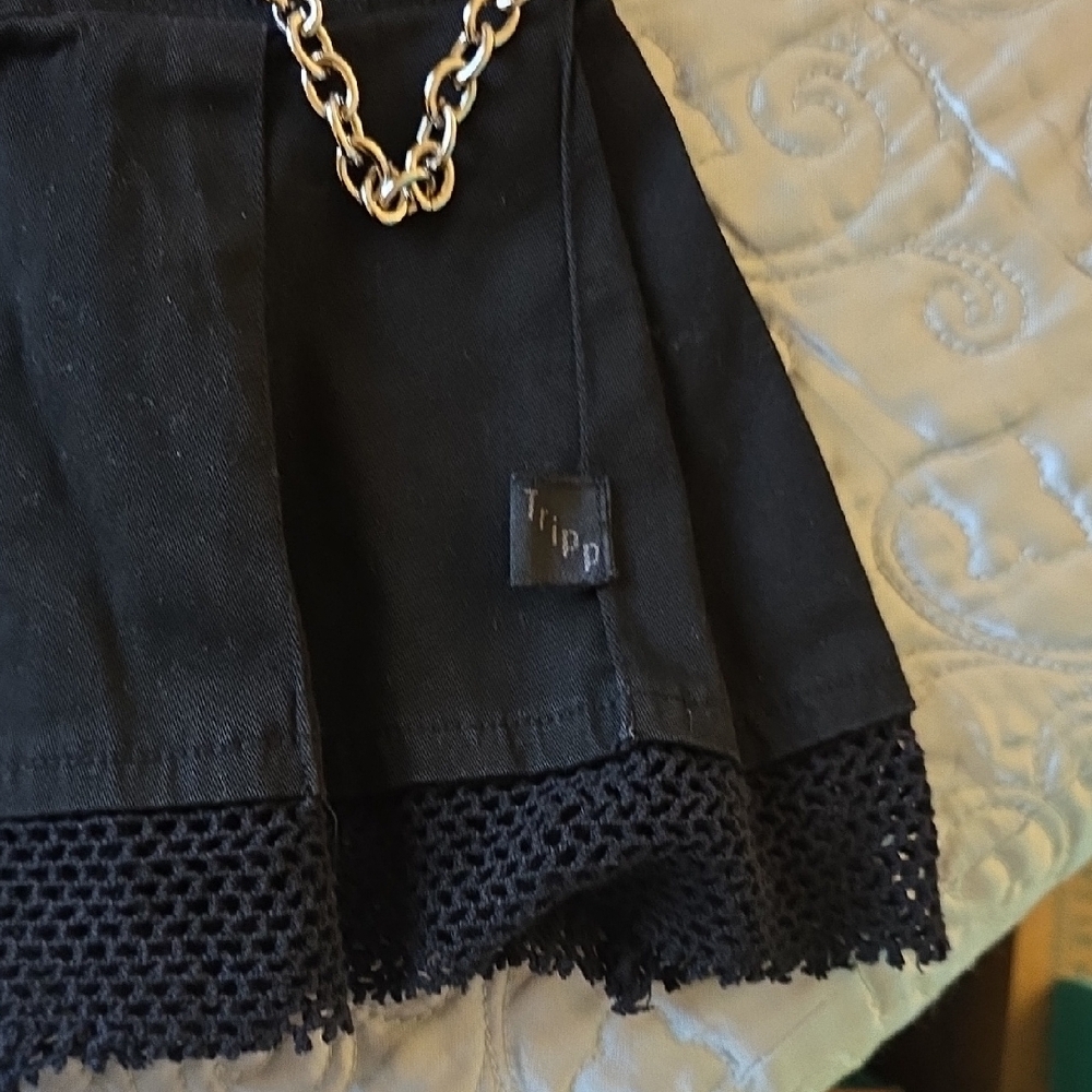 TRIPPNYC Black Pleated Skirt with Chain - Picture 3 of 6